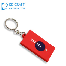 Wholesale china custom square shaped embossed logo soft pvc rubber keychain with keyring